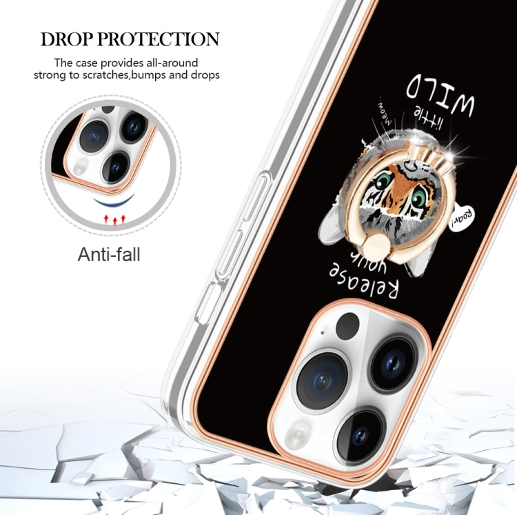 For iPhone 15 Pro Max Electroplating Dual-side IMD Phone Case with Ring Holder(Natural Growth) - HoMEdemic™ 