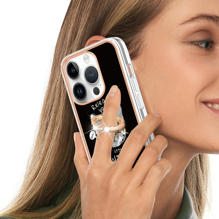 For iPhone 15 Pro Max Electroplating Dual-side IMD Phone Case with Ring Holder(Natural Growth) - HoMEdemic™ 