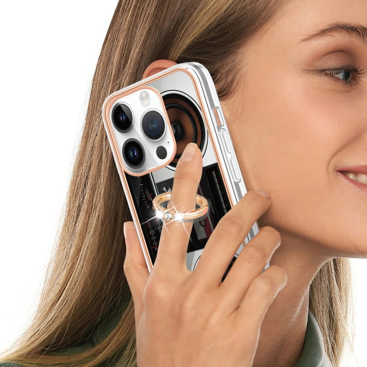 For iPhone 15 Pro Max Electroplating Dual-side IMD Phone Case with Ring Holder(Retro Radio) - HoMEdemic™ 