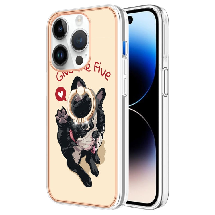 For iPhone 15 Pro Max Electroplating Dual-side IMD Phone Case with Ring Holder(Lucky Dog) - HoMEdemic™ 