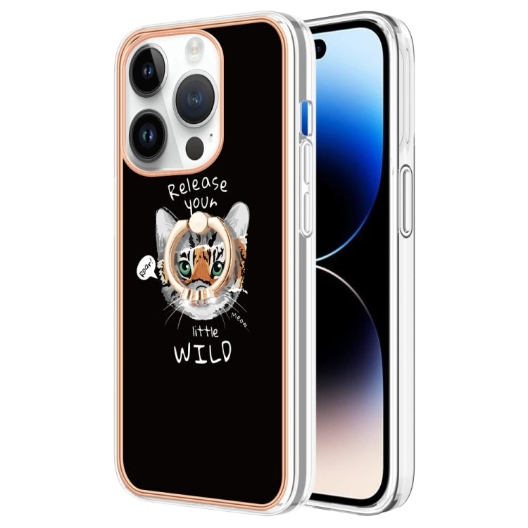 For iPhone 15 Pro Electroplating Dual-side IMD Phone Case with Ring Holder(Natural Growth) - HoMEdemic™ 