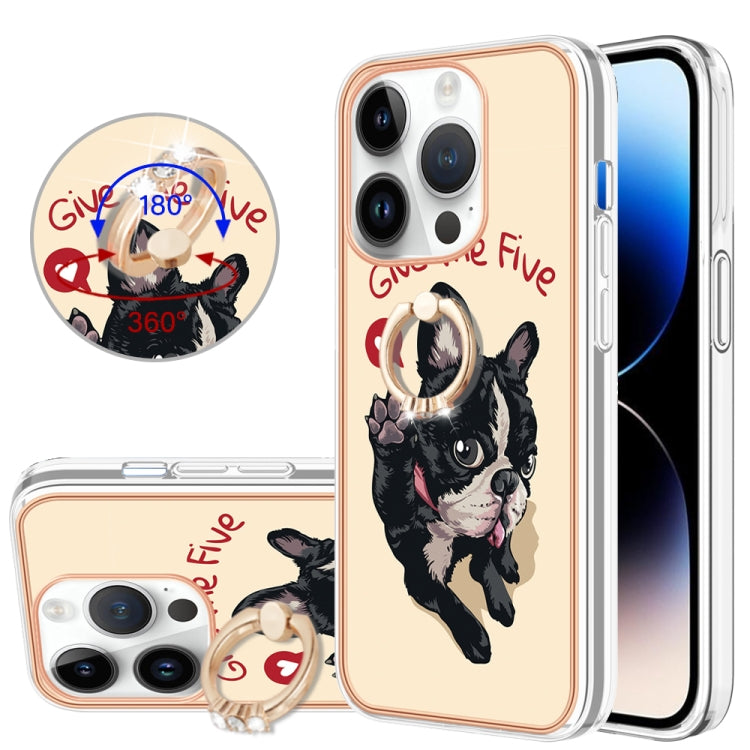 For iPhone 15 Pro Electroplating Dual-side IMD Phone Case with Ring Holder(Lucky Dog) - HoMEdemic™ 
