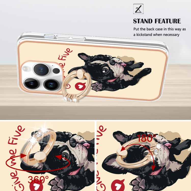 For iPhone 15 Pro Electroplating Dual-side IMD Phone Case with Ring Holder(Lucky Dog) - HoMEdemic™ 