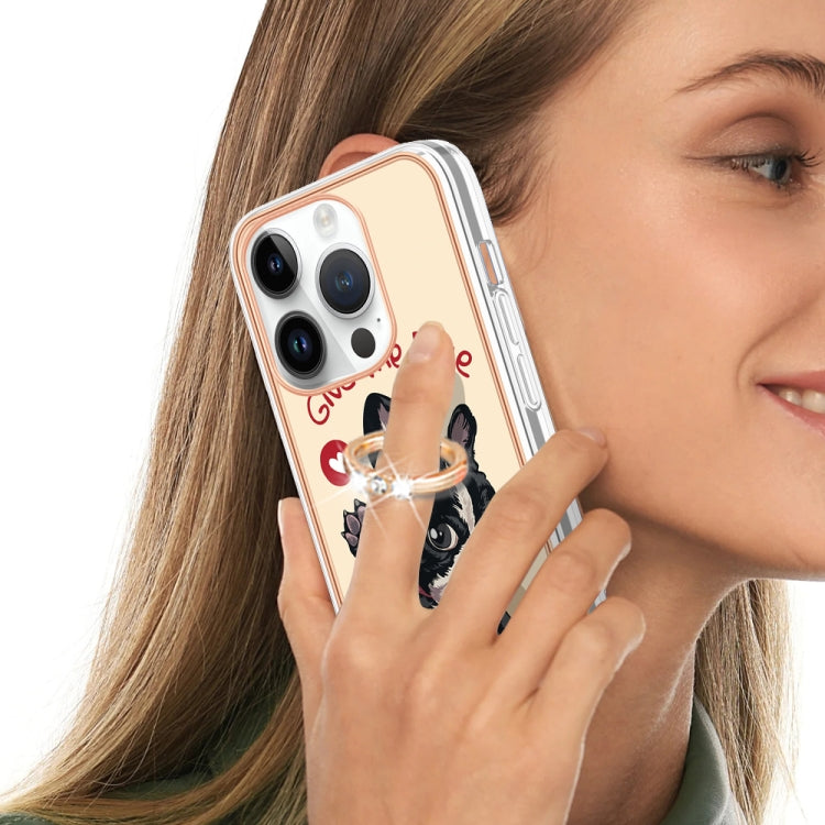 For iPhone 15 Pro Electroplating Dual-side IMD Phone Case with Ring Holder(Lucky Dog) - HoMEdemic™ 