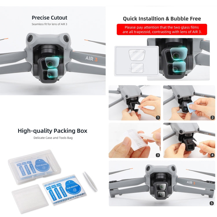 For DJI Air 3 Sunnylife Lens Protector Tempered Glass Combo Protective Films, Quantity:2 Sets - HoMEdemic™ 