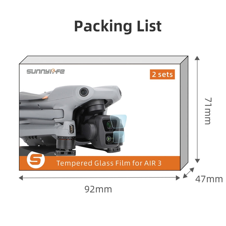 For DJI Air 3 Sunnylife Lens Protector Tempered Glass Combo Protective Films, Quantity:2 Sets - HoMEdemic™ 