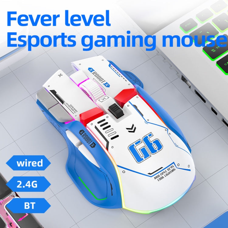 HXSJ G6 10 Keys RGB 12800DPI Tri-mode Wireless Gaming Mouse(White) - HoMEdemic™ 