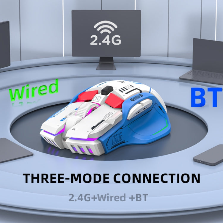 HXSJ G6 10 Keys RGB 12800DPI Tri-mode Wireless Gaming Mouse(White) - HoMEdemic™ 
