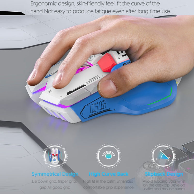 HXSJ G6 10 Keys RGB 12800DPI Tri-mode Wireless Gaming Mouse(White) - HoMEdemic™ 
