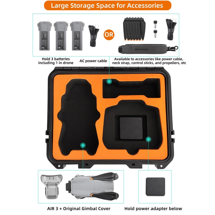 For DJI Air 3 Sunnylife Safety Carrying Case Large Capacity Waterproof Shock-proof Hard Travel Case Standard Version - HoMEdemic™ 