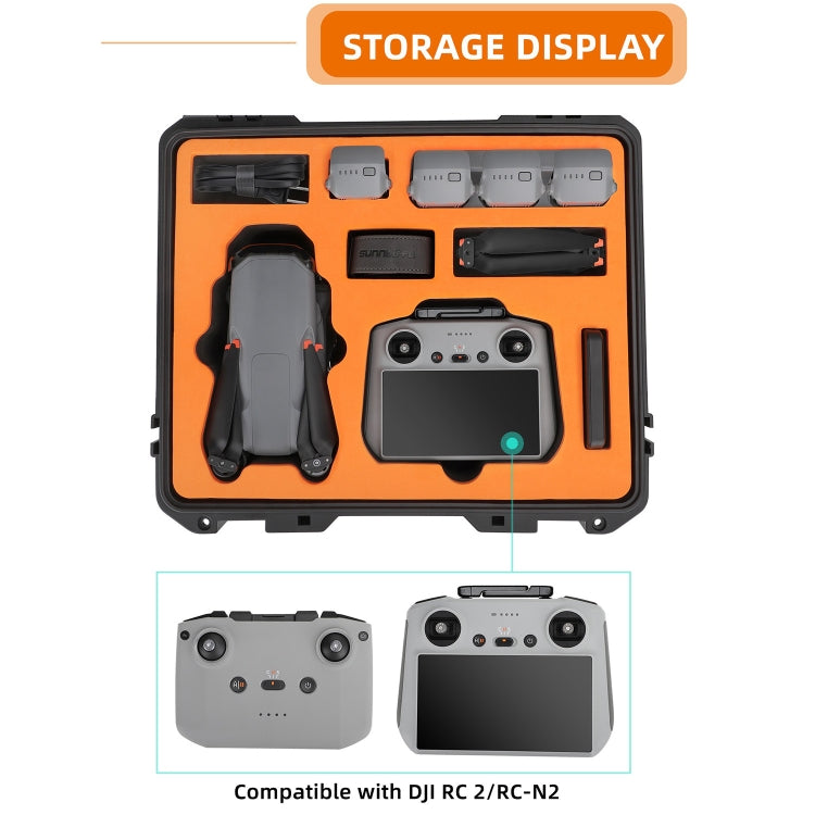 For DJI Air 3 Sunnylife Safety Carrying Case Large Capacity Waterproof Shock-proof Hard Travel Case Multi-battery Flying Version - HoMEdemic™ 