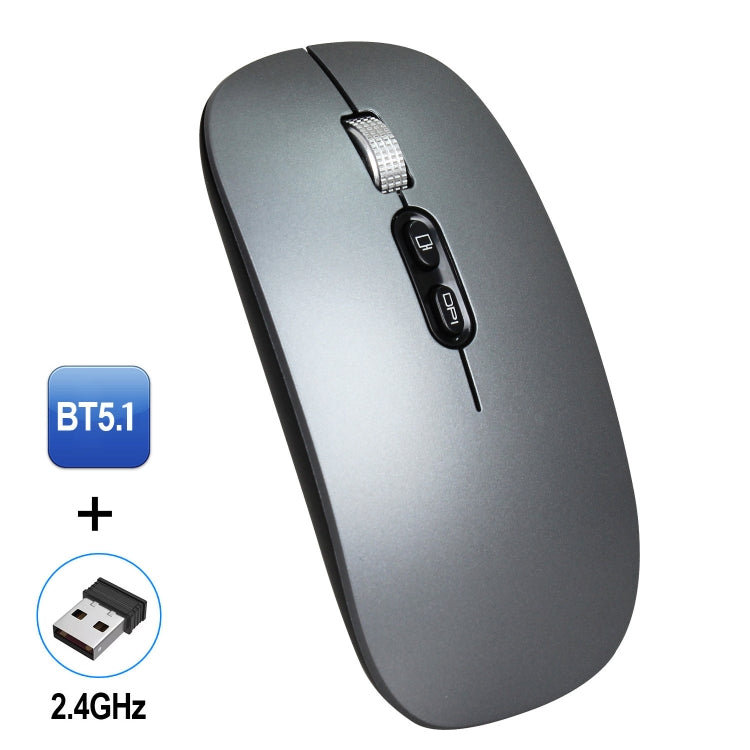 HXSJ M103 1600DPI Dual Mode 2.4GHz + Bluetooth 5.1 Wireless Rechargeable Mouse(Grey) - HoMEdemic™ 