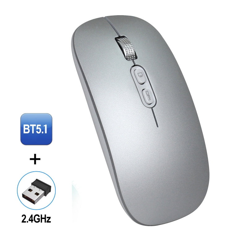 HXSJ M103 1600DPI Dual Mode 2.4GHz + Bluetooth 5.1 Wireless Rechargeable Mouse(Silver) - HoMEdemic™ 