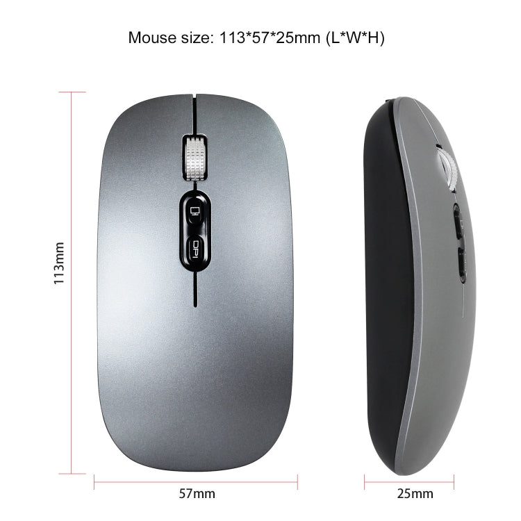 HXSJ M103 1600DPI Dual Mode 2.4GHz + Bluetooth 5.1 Wireless Rechargeable Mouse(Grey) - HoMEdemic™ 