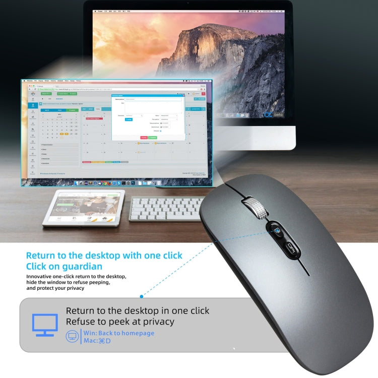 HXSJ M103 1600DPI Dual Mode 2.4GHz + Bluetooth 5.1 Wireless Rechargeable Mouse(Grey) - HoMEdemic™ 