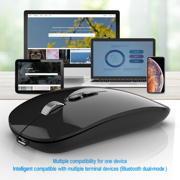 HXSJ M103 1600DPI Dual Mode 2.4GHz + Bluetooth 5.1 Wireless Rechargeable Mouse(Grey) - HoMEdemic™ 