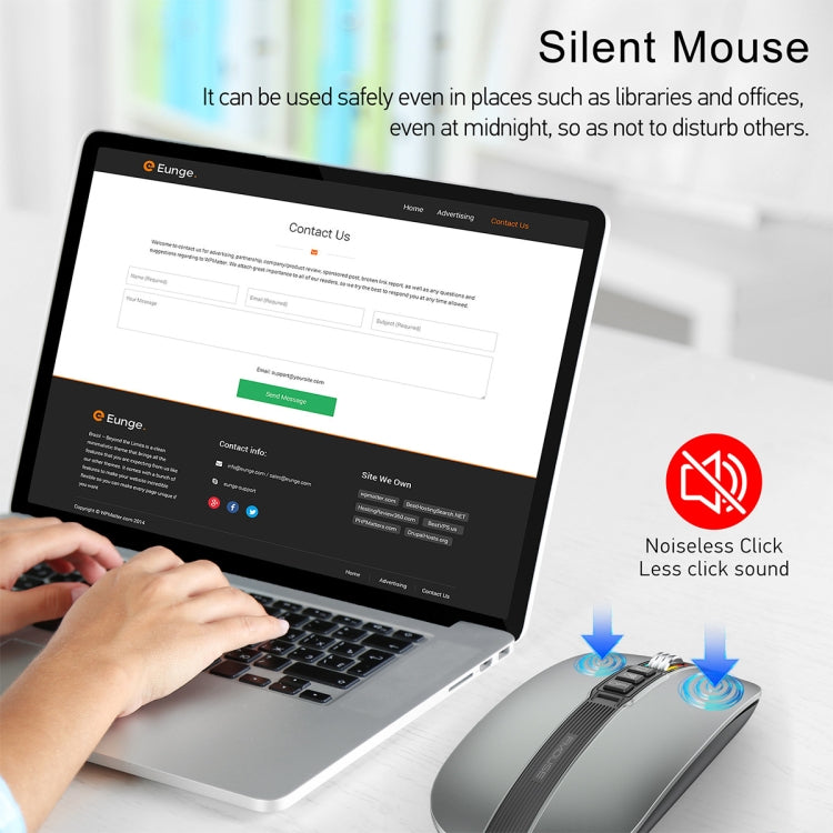 HXSJ M113 2400DPI Dual Mode 2.4GHz + Bluetooth 5.1 Wireless Mouse(Metallic Grey) - HoMEdemic™ 