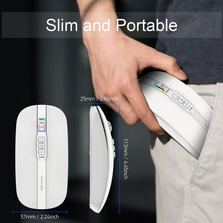 HXSJ M113 2400DPI Dual Mode 2.4GHz + Bluetooth 5.1 Wireless Mouse(Pearl White) - HoMEdemic™ 