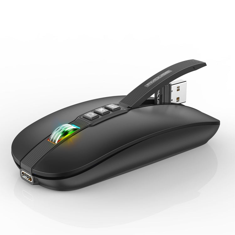 HXSJ M113 2400DPI Dual Mode 2.4GHz + Bluetooth 5.1 Wireless Mouse(Matte Black) - HoMEdemic™ 