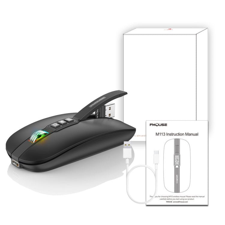 HXSJ M113 2400DPI Dual Mode 2.4GHz + Bluetooth 5.1 Wireless Mouse(Matte Black) - HoMEdemic™ 