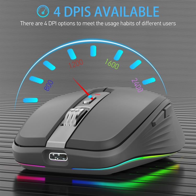 HXSJ M303 2400DPI Dual Mode 2.4GHz + Bluetooth 5.1 Wireless Mouse(Black) - HoMEdemic™ 