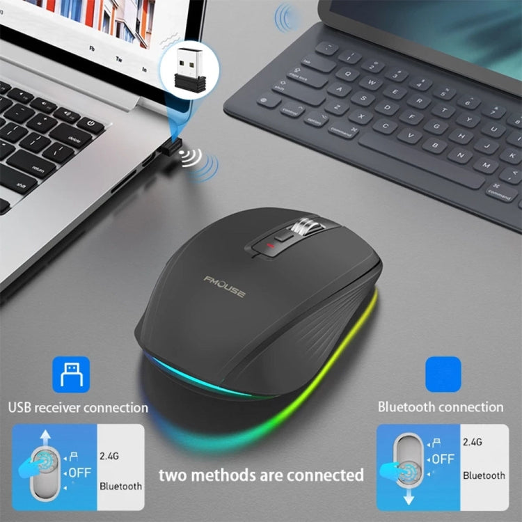 HXSJ M303 2400DPI Dual Mode 2.4GHz + Bluetooth 5.1 Wireless Mouse(Black) - HoMEdemic™ 