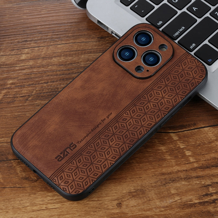 For iPhone 15 Pro Max AZNS 3D Embossed Skin Feel Phone Case(Brown) - HoMEdemic™ 
