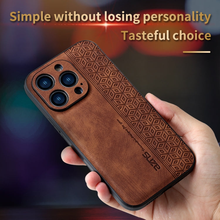 For iPhone 15 Pro Max AZNS 3D Embossed Skin Feel Phone Case(Brown) - HoMEdemic™ 