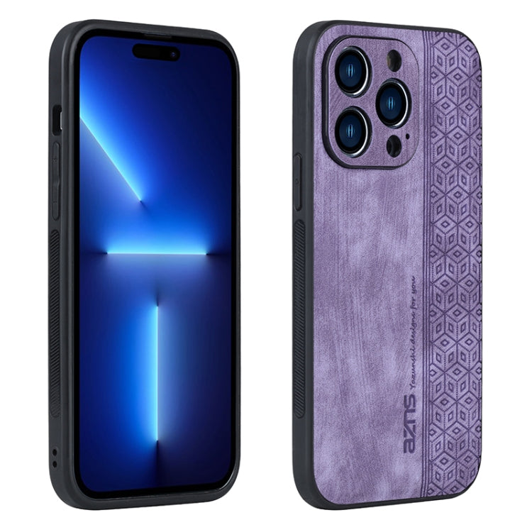 For iPhone 15 Pro AZNS 3D Embossed Skin Feel Phone Case(Purple) - HoMEdemic™ 