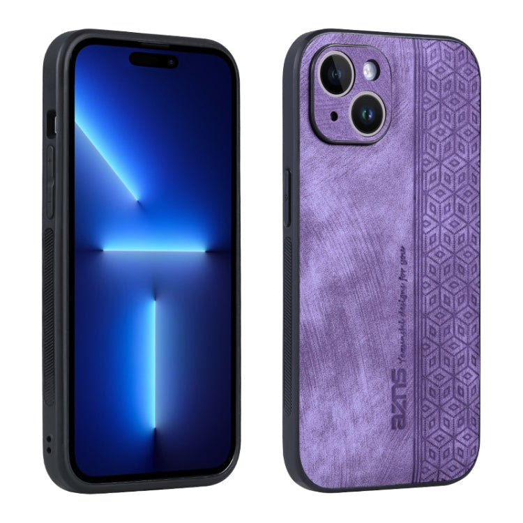 For iPhone 15 Plus AZNS 3D Embossed Skin Feel Phone Case(Purple) - HoMEdemic™ 