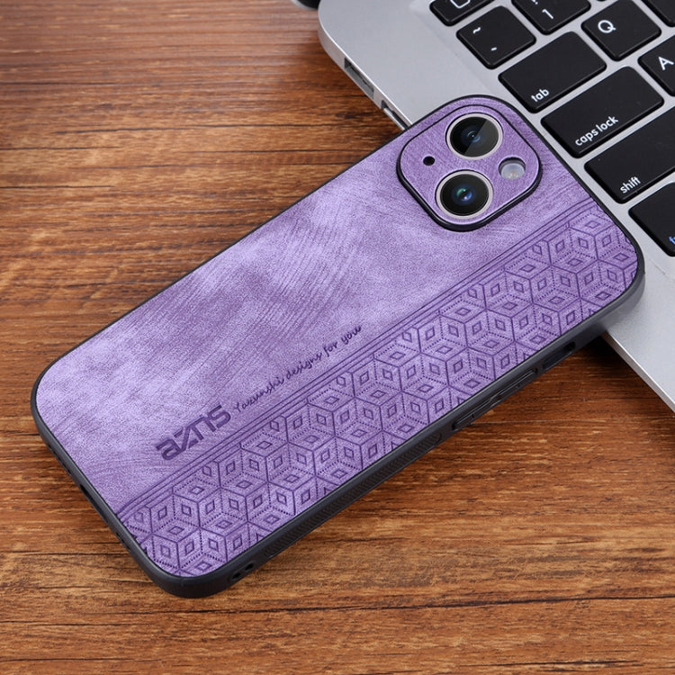 For iPhone 15 Plus AZNS 3D Embossed Skin Feel Phone Case(Purple) - HoMEdemic™ 
