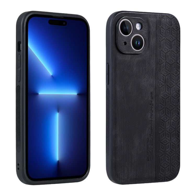For iPhone 15 AZNS 3D Embossed Skin Feel Phone Case(Black) - HoMEdemic™ 