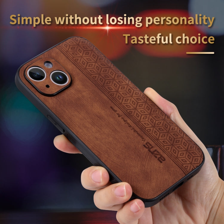 For iPhone 15 AZNS 3D Embossed Skin Feel Phone Case(Brown) - HoMEdemic™ 