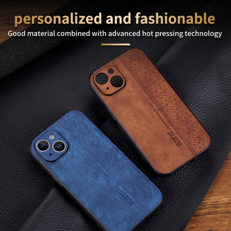 For iPhone 15 AZNS 3D Embossed Skin Feel Phone Case(Brown) - HoMEdemic™ 