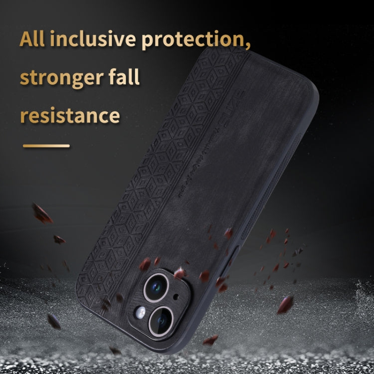 For iPhone 15 AZNS 3D Embossed Skin Feel Phone Case(Brown) - HoMEdemic™ 