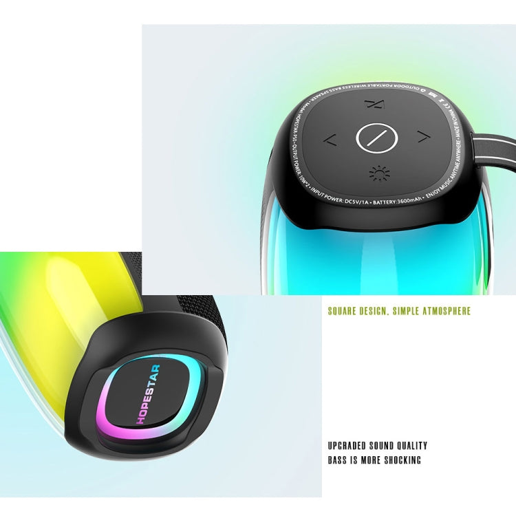 HOPESTAR P50 IPX6 Waterproof Outdoor Portable RGB Light Bluetooth Speaker(Black) - HoMEdemic™ 
