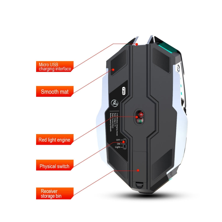 HXSJ T30 2400DPI RGB 2.4GHz Wireless Mouse(Black) - HoMEdemic™ 