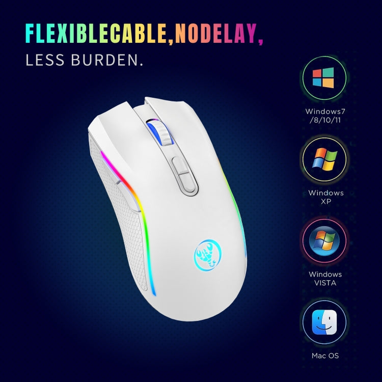 HXSJ T69 4800DPI RGB 2.4GHz Wireless Mouse(White) - HoMEdemic™ 