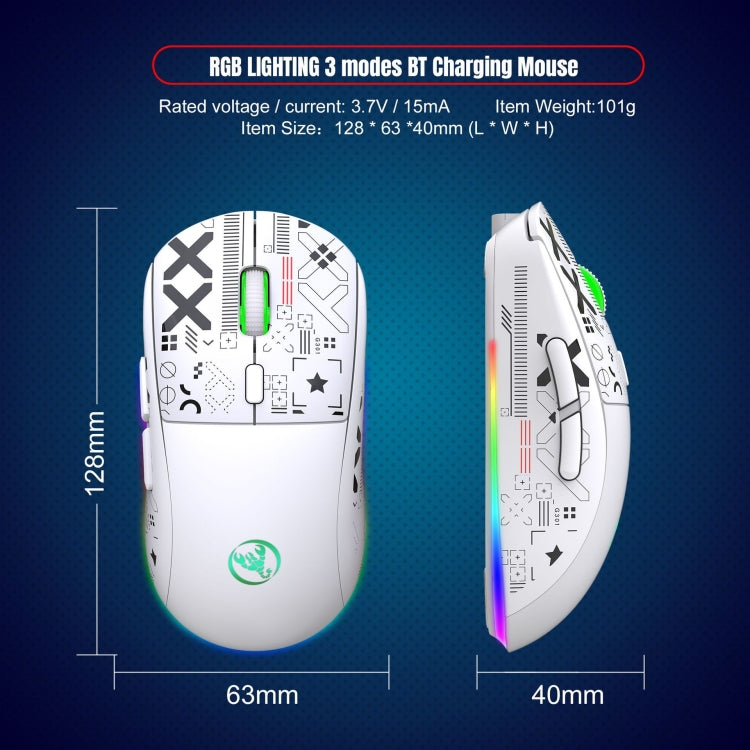 HXSJ T90 RGB Light Three-mode Wireless Gaming Mouse(White) - HoMEdemic™ 