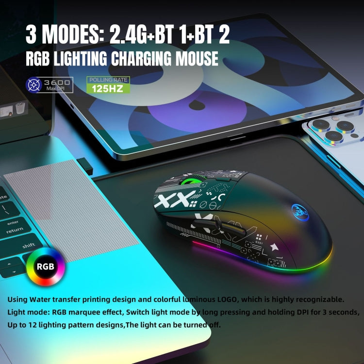 HXSJ T90 RGB Light Three-mode Wireless Gaming Mouse(White) - HoMEdemic™ 