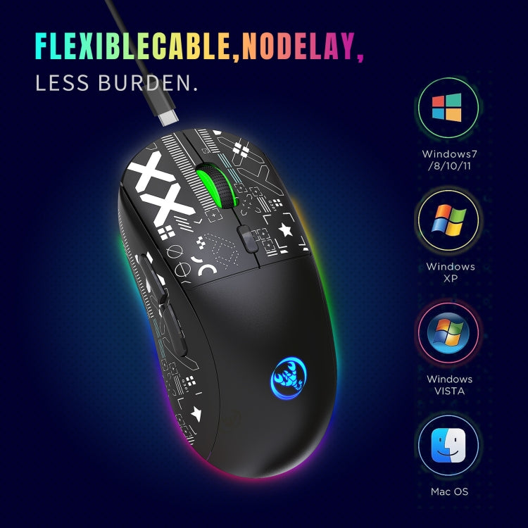 HXSJ T90 RGB Light Three-mode Wireless Gaming Mouse(Black) - HoMEdemic™ 