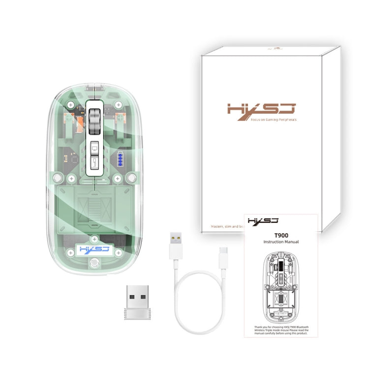 HXSJ T900 Transparent Magnet Three-mode Wireless Gaming Mouse(Bean Green) - HoMEdemic™ 