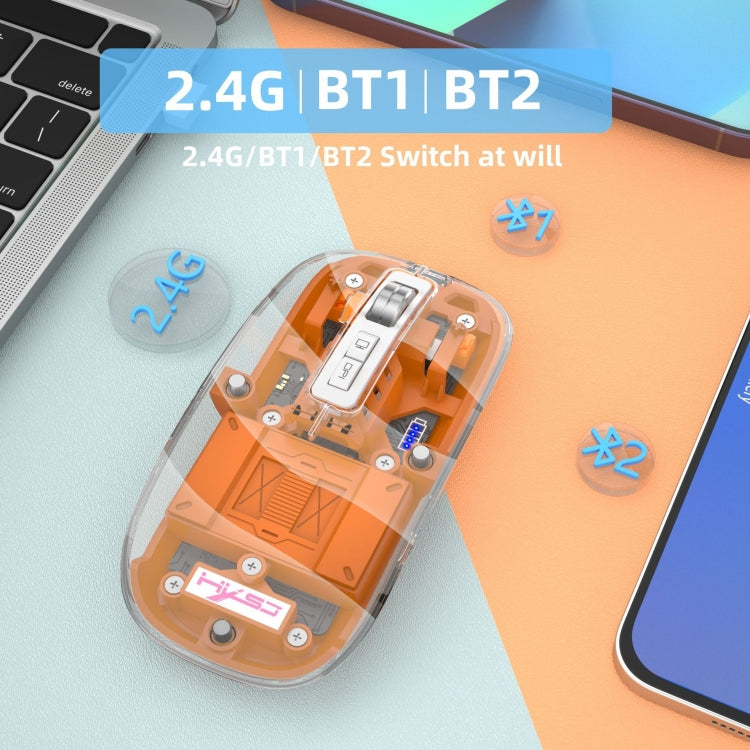 HXSJ T900 Transparent Magnet Three-mode Wireless Gaming Mouse(Orange) - HoMEdemic™ 