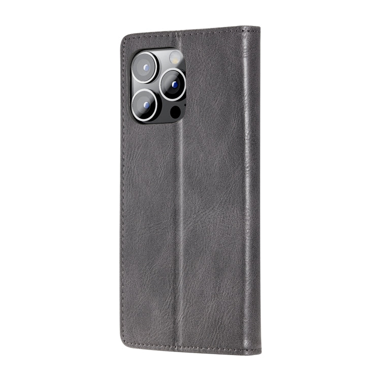 For iPhone 15 Pro Max TTUDRCH RFID Retro Texture Magnetic Leather Phone Case(Grey) - HoMEdemic™ 
