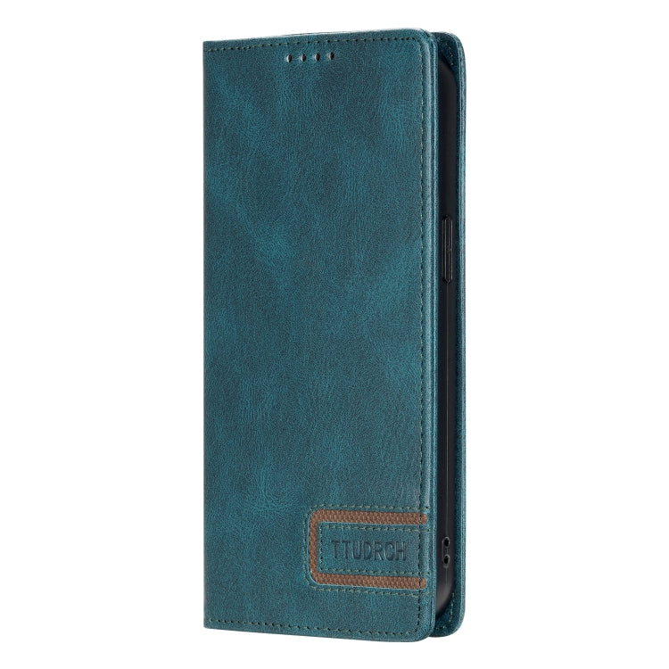For iPhone 15 Pro Max TTUDRCH RFID Retro Texture Magnetic Leather Phone Case(Greem) - HoMEdemic™ 