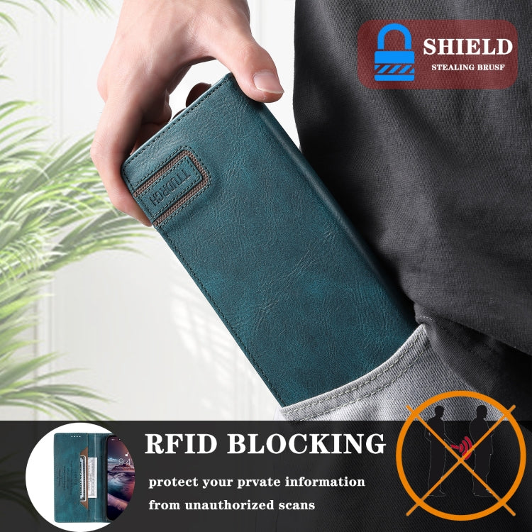 For iPhone 15 Pro Max TTUDRCH RFID Retro Texture Magnetic Leather Phone Case(Greem) - HoMEdemic™ 