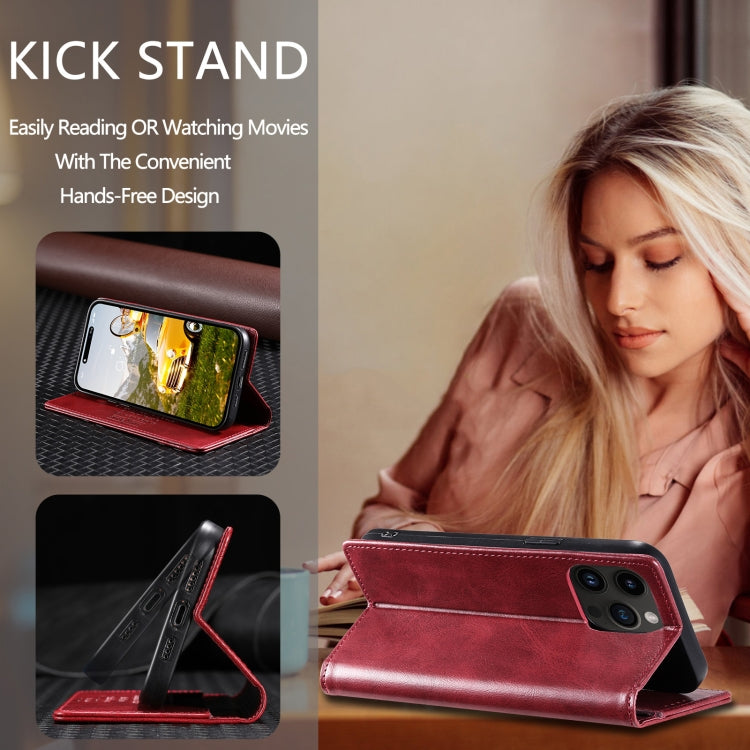 For iPhone 15 Pro TTUDRCH RFID Retro Texture Magnetic Leather Phone Case(Red) - HoMEdemic™ 