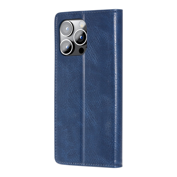 For iPhone 15 Pro TTUDRCH RFID Retro Texture Magnetic Leather Phone Case(Blue) - HoMEdemic™ 