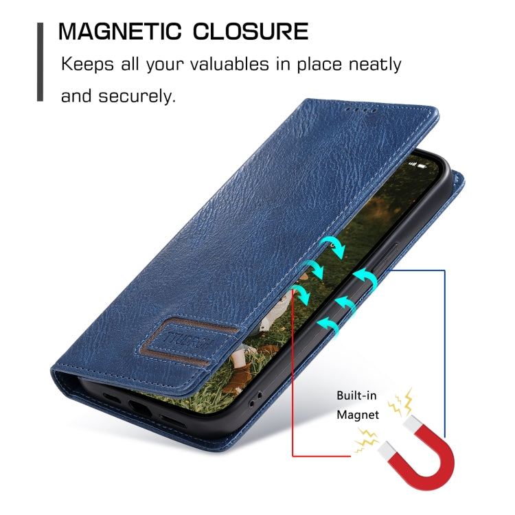 For iPhone 15 Pro TTUDRCH RFID Retro Texture Magnetic Leather Phone Case(Blue) - HoMEdemic™ 