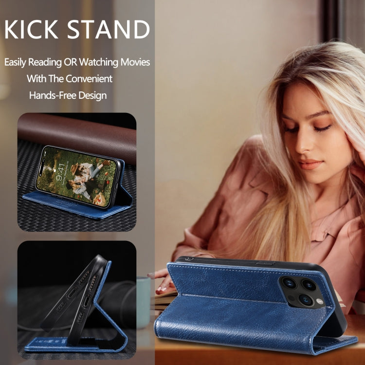 For iPhone 15 Pro TTUDRCH RFID Retro Texture Magnetic Leather Phone Case(Blue) - HoMEdemic™ 